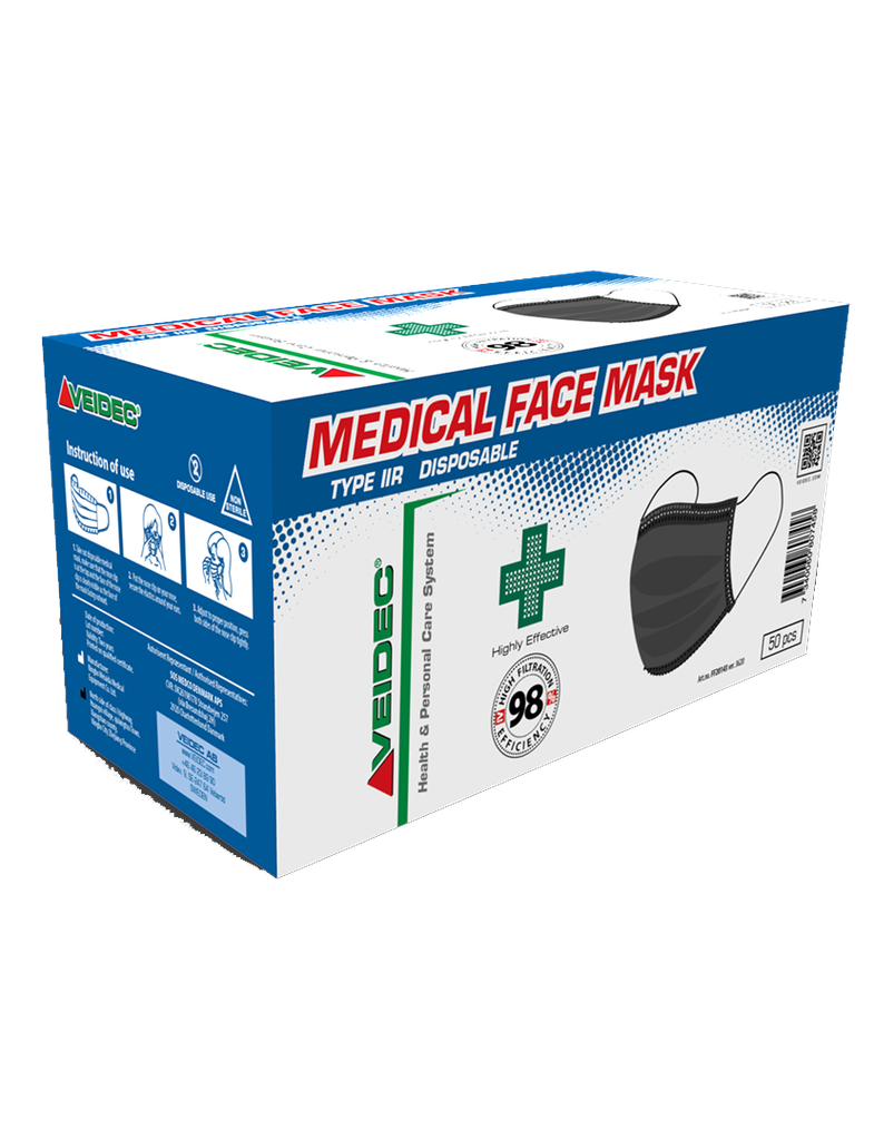 FACE MASK TYPE IIR (BLACK 50 pack)